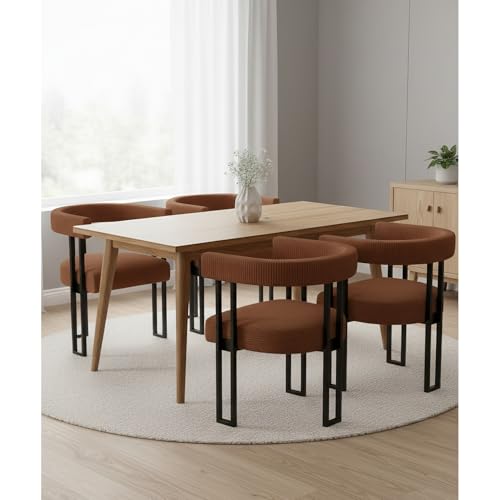 VIRRMO VIRRMO Boucle Dining Chair Set of 4 Corduroy Upholstered Dining — Build quality and design details up close