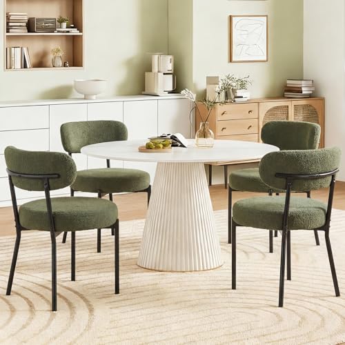 DUMOS DUMOS Dining Chairs Set of 2, Mid Century Modern Chair Round Uph — Build quality and design details up close