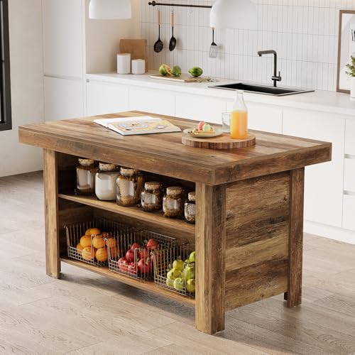 LITTLE TREE LITTLE TREE 55 Inches Kitchen Island with Storage, 3-Tier — Build quality and design details up close