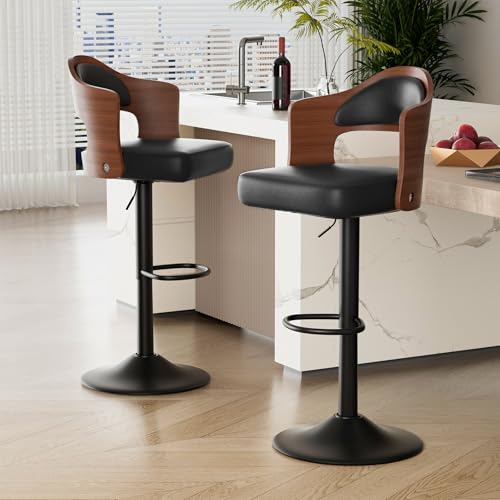 Daluvenix Daluvenix Swivel Bar Stools Set of 2, Wooden Upholstered PU — Size, capacity and configuration compared