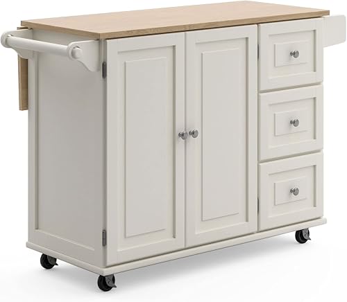 Homestyles Dolly Madison Off-White Mobile Kitchen Island Cart with Woo — Key specifications at a glance