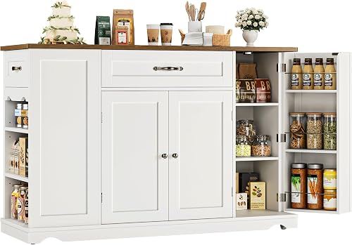 HOSTACK Kitchen Island Cart with Storage, 47'' Kitchen Storage Island — Build quality and design details up close