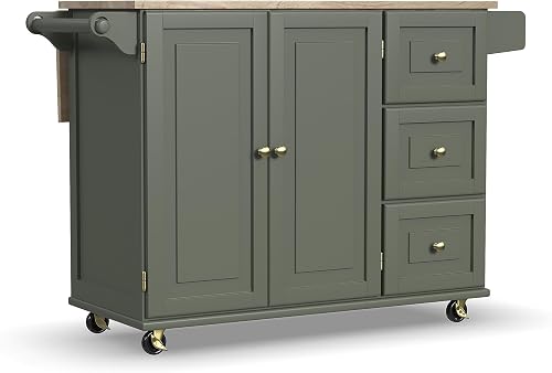 Homestyles Mobile Kitchen Island Cart with Wood Top and Dropleaf Break — Key features at a glance