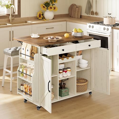 VASAGLE Mobile Kitchen Island with Drop Leaf, Portable Island with Spi — Key features at a glance