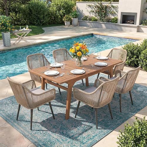 Patiorama 7-Piece Outdoor Dining Set, Patio Wicker Dining Table Chair — Our recommended configuration for best results