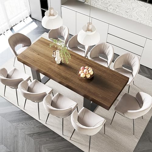 STHOUYN Farmhouse Rustic Extendable Dining Room Table for 8 10, 70.9" — Manufacturer product photo — how to measure dining room f