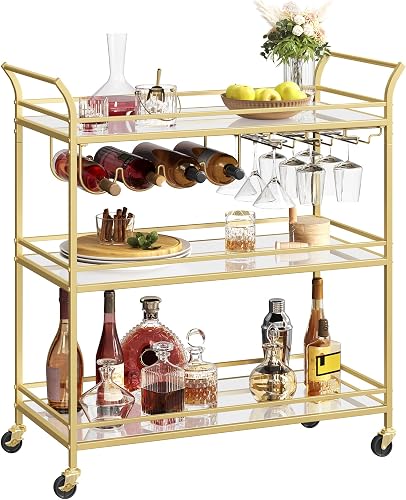 VASAGLE Bar Cart Gold, Large Home Bar Serving Cart with 3-Tier Mirrore — Side-by-side comparison of top picks in this category