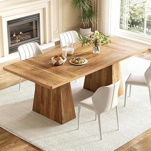 LITTLE TREE Dining Table for 6 People, Wooden Dining Table, Rectangle — Build quality and design details up close