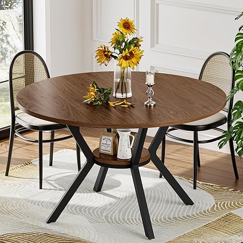 42" Round Dining Table for 4, Farmhouse Kitchen Table with Storage, Sp — Key features at a glance